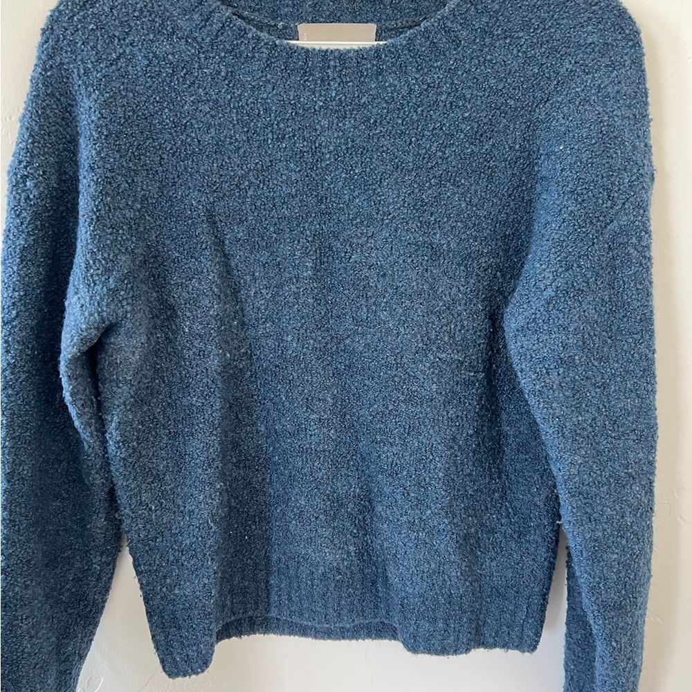 Everlane Blue Crew Neck Sweater with Textured Knit